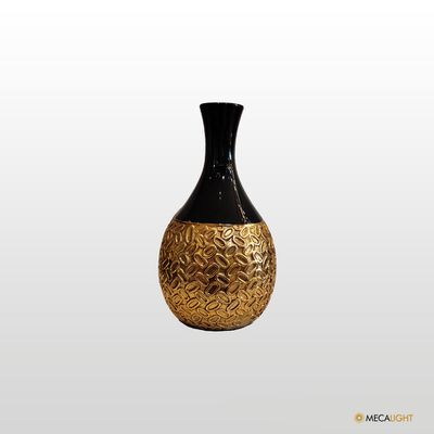 VASO DECORATIVO DOURADO BOCA PRETA - MECALIGHT