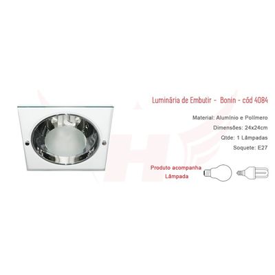 Embutir Quadrado 2xE-27 C/VD 4084 BR JATO PARCIAL