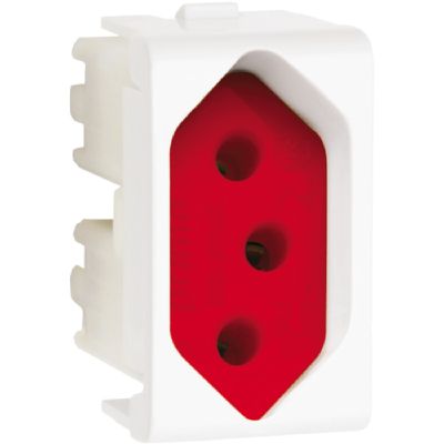 Tomada 2P+T 20A Fundo Vermelho 1M Branco PRM04741- Schneider