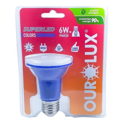 Lâmpada LED PAR20 6W Bivolt AZUL 05475 OUROLUX