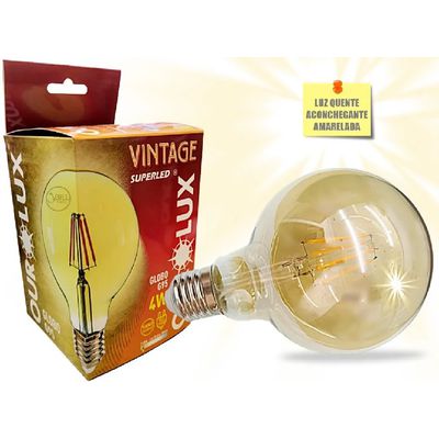 Lâmpada Led Vintage Globo G95 4W Bivolt 2400k - Ourolux