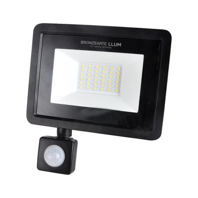 REFLETOR LED SLIM SMD C/SENSOR 50W x BIVOLT 6500K IP65 - BRONZEARTE