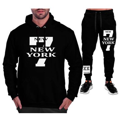 Conjunto Moletom Masculino 7 New York Blusa e Calça Preta