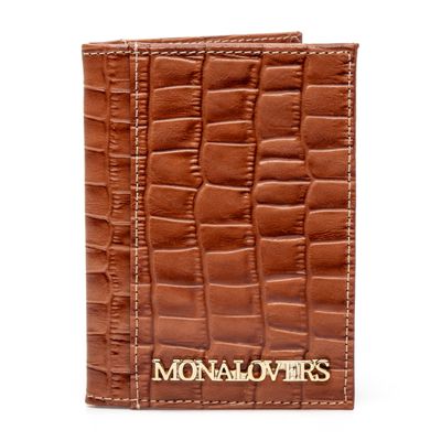 Porta Cartão em Couro Croco Camel Vitória - MONALOVERS