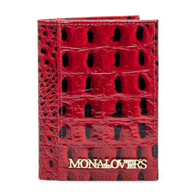 Porta Cartão em Couro Croco Vermelho Vitória - MONALOVERS