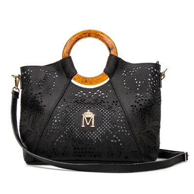 Bolsa em Material Tecnológico Preto com Trabalho a... - MONALOVERS