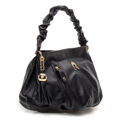 Bolsa em Couro Preto Mel - MONALOVERS