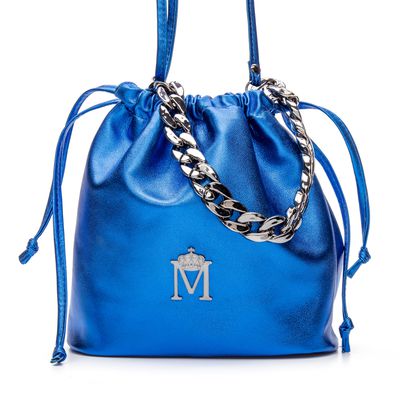 Bucket Bag Carol Azul Metalic - MONALOVERS