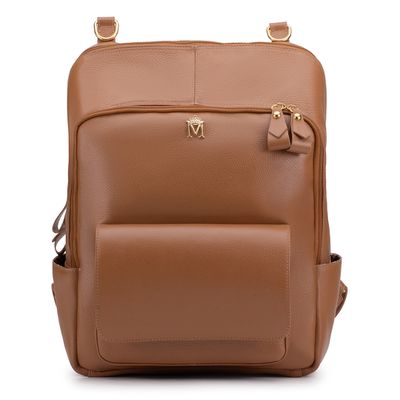 Mochila em Couro Camel para Notebook Andrea - MONALOVERS