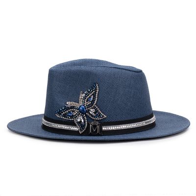 Chapéu Azul com broche de borboleta - MONALOVERS