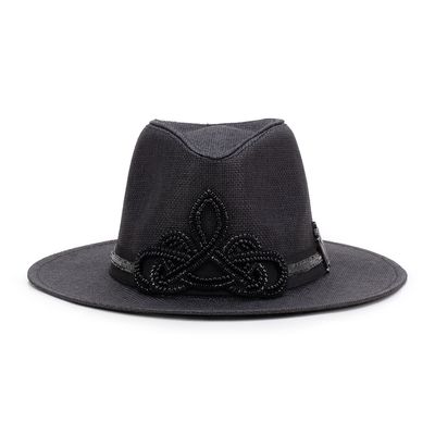 Chapéu Preto com Bordado Arabesco Preto - MONALOVERS