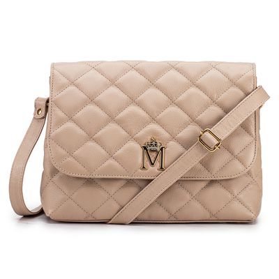 Bolsa em couro com Matelasse Nude Luiza - MONALOVERS