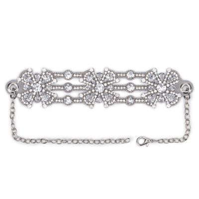 Colar Chocker Prata com Bordado de Flor Cristal - MONALOVERS