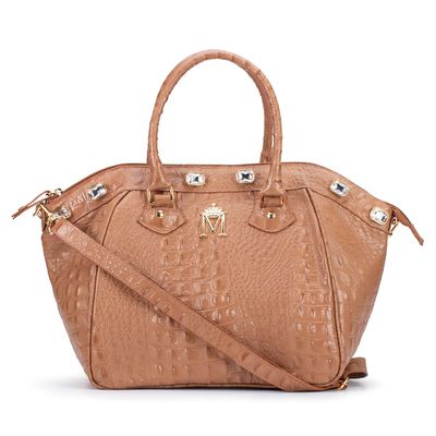 Bolsa em Couro Croco Nozes Luciana - MONALOVERS