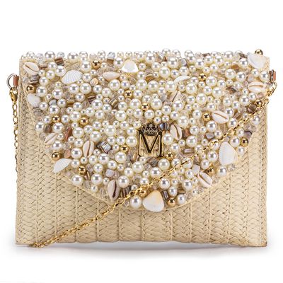 Clutch de Palha com Bordado em Perolas Maria - MONALOVERS