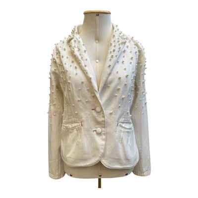 Blazer Off White Com Bordado de Pérolas - MONALOVERS