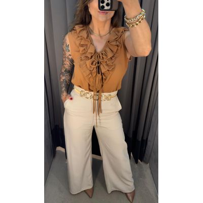 Blusa Boho Chic Marrom Sépia