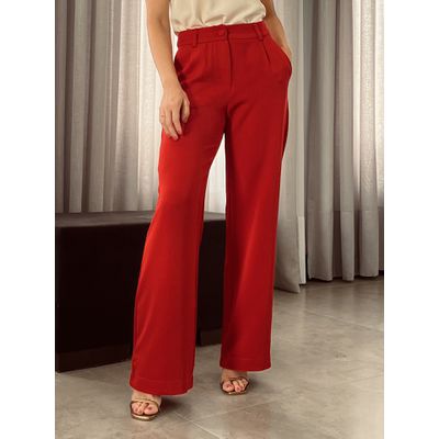 Calça Pantalona Alfaiataria Vermelha