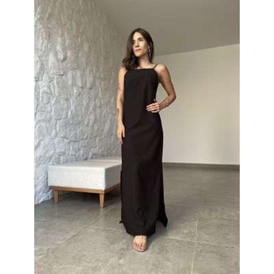 Vestido Longo Reto Preto