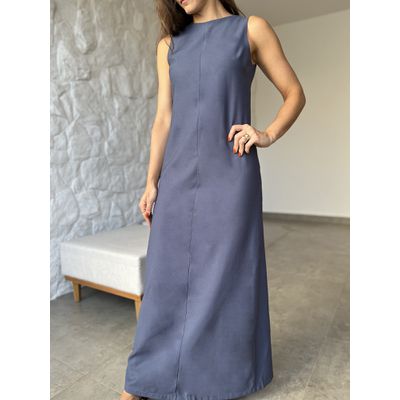 Vestido Longo Minimal Azul Índigo