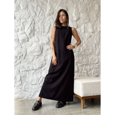 Vestido Longo Minimal Preto