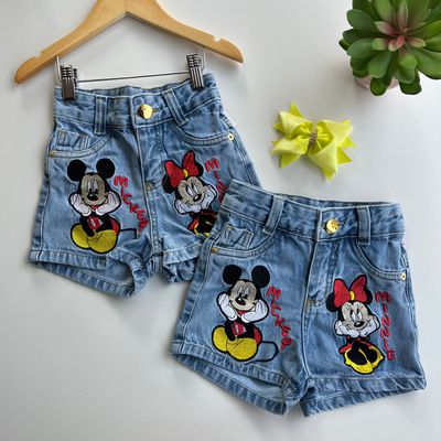 Shorts jeans Bordado Minnie - PEQUENA LADY