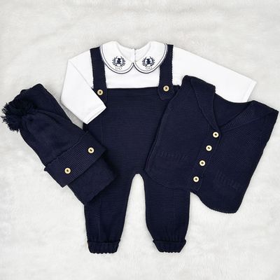 Kit Saída De Maternidade Benjamin Azul Marinho 5 P... - Primeira Moda 