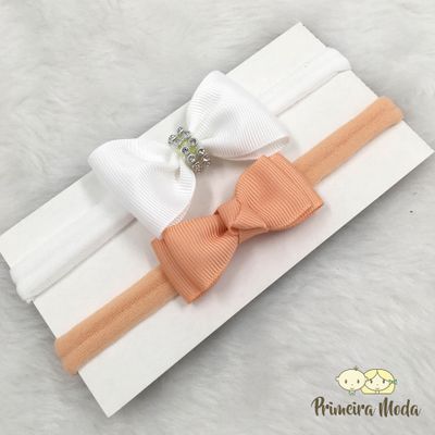 Kit Faixa para bebê Duplo Entrelaçado Laranja - Primeira Moda 
