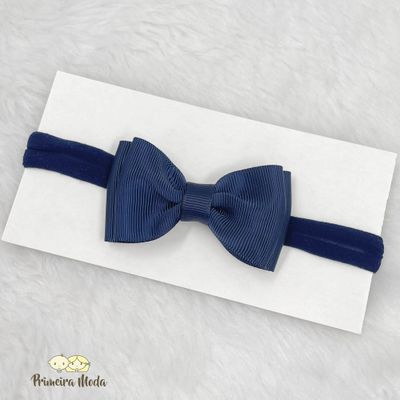 Faixa de cabelo para Bebê Gravatinha Azul Marinho - Primeira Moda 