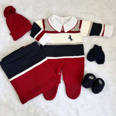 Kit Saída De Maternidade Cavalinho Vermelho 6 Peça... - Primeira Moda 