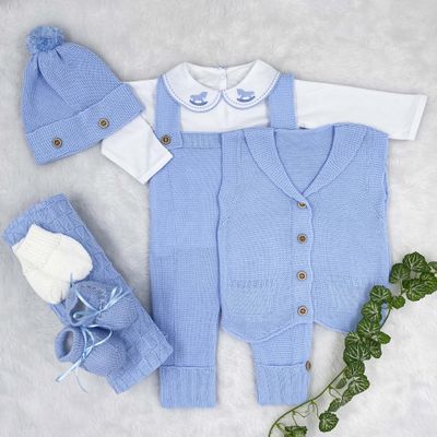 Saída De Maternidade Benjamin Azul Bebê - Primeira Moda 