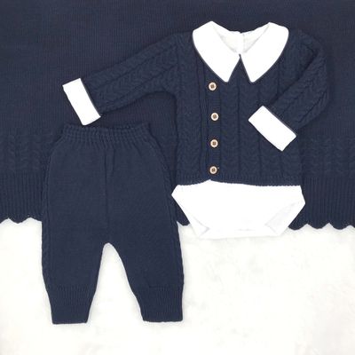 Saída De Maternidade Joao Azul Marinho - Primeira Moda 