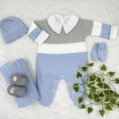 Saída De Maternidade Matheus Azul Bebê - Primeira Moda 