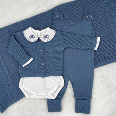 Saída De Maternidade Miguel Azul Jeans - Primeira Moda 