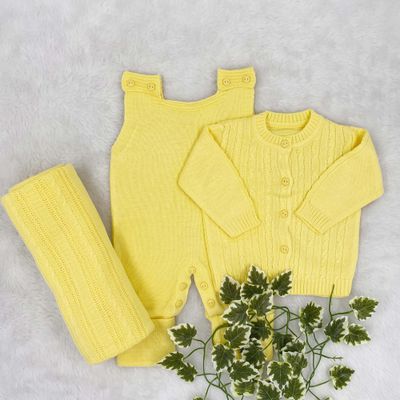 Saída De Maternidade Pedro Amarelo 3 Peças - Primeira Moda 