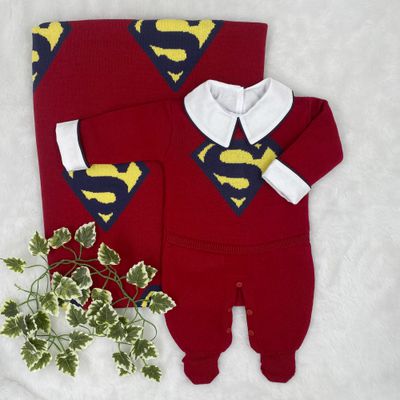 Saída De Maternidade Super Homem Vermelho - Primeira Moda 