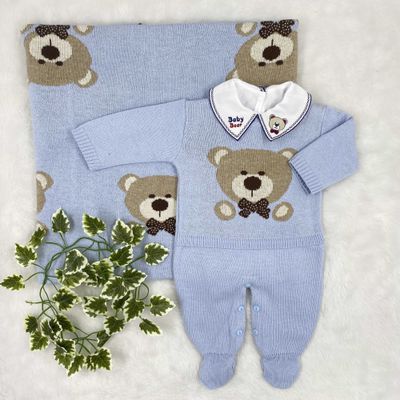 Saída De Maternidade Urso Azul - Primeira Moda 