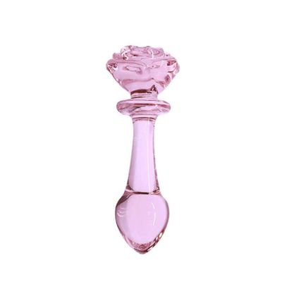 Plug Anal de Vidro com Pedra Rosa M - Q Charme