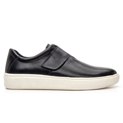 Sapatênis Masculino Casual Calce Fácil com Vélcro Preto - Topfran Sapatos Sociais