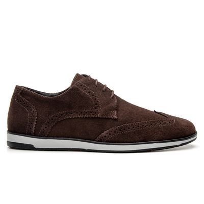 Oxford Esporte Fino Masculino em Camurça Café - Topfran Sapatos Sociais
