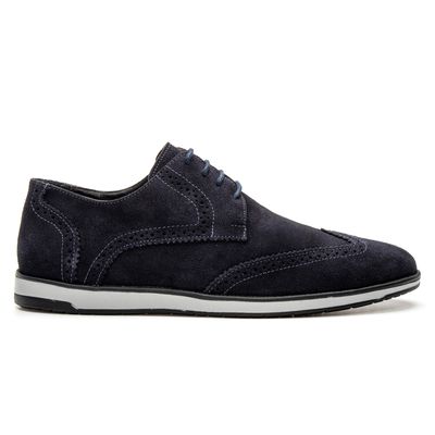 Oxford Esporte Fino Masculino em Camurça Marinho - Topfran Sapatos Sociais