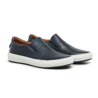  Sapatênis Slip On Masculino Couro Legítimo Azul M... - Torani Calçados