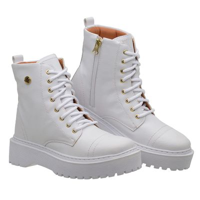 Bota Coturno Feminino Branco Sola Tratorada - Torani Calçados