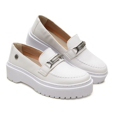 Mocassim Feminino Branco Solado Alto Tratorado - Torani Calçados