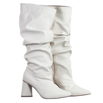 Bota Feminina Cano Alto Branca Off White Slouchy - Torani Calçados