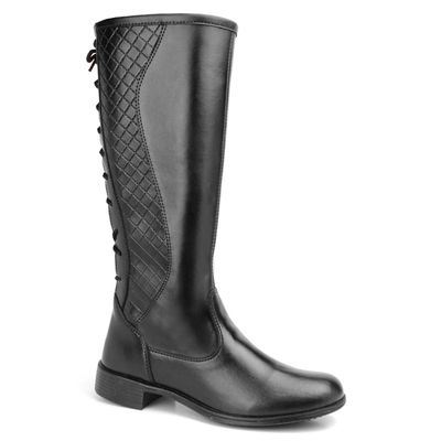 Bota Feminina Preta Cano Longo Zíper Lateral - Torani Calçados