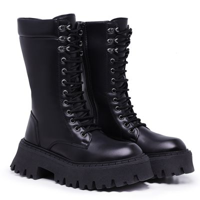  Bota Feminina Tratorada Cano Alto Preto - Torani Calçados