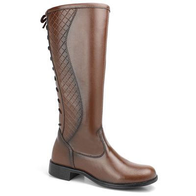Bota Feminina Marrom Cano Longo Zíper Lateral - Torani Calçados