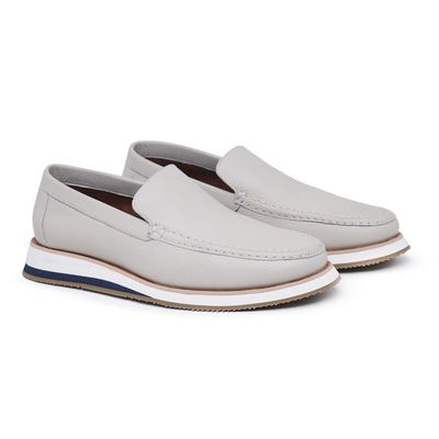 Sapato Mocassim Casual Masculino em Couro Off Whit - Torani Calçados