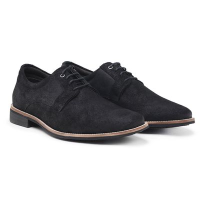 Sapato Social Derby Masculino Couro Camurça Preto - Torani Calçados